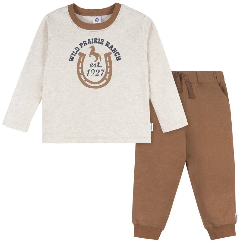 2-Pcs Boys Western Horse Ranch Top and Jogger Set