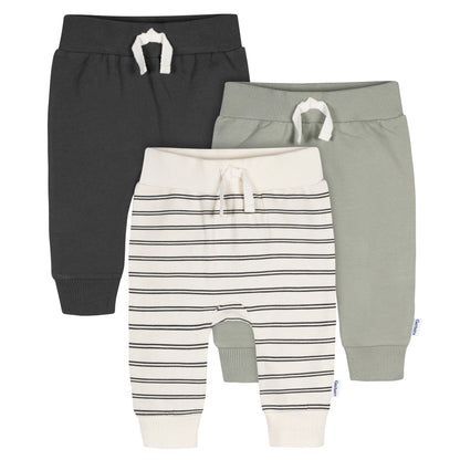 3-Pack Baby & Toddler Boys Stripe, Black, & Grey Jogger Pants