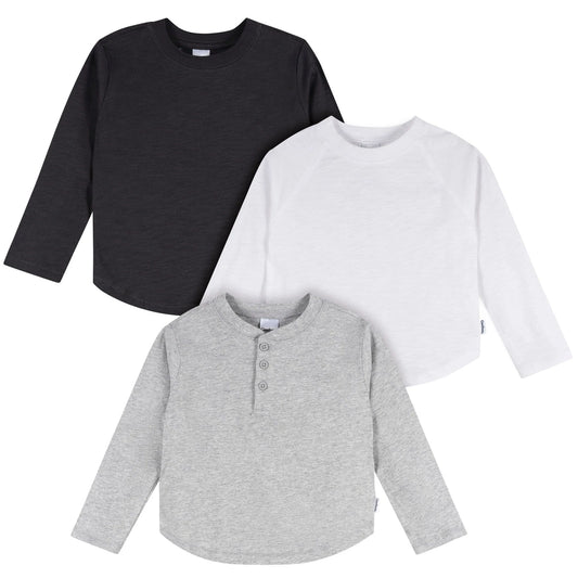 3-Pack Boys B/W/G Long Sleeve Shirts
