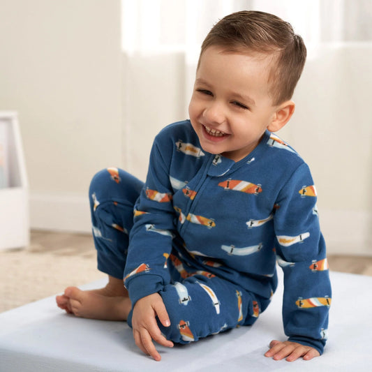 3-Pack Boys Skateboards & Guitars Footless Fleece Pajamas