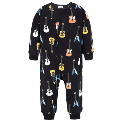 3-Pack Boys Skateboards & Guitars Footless Fleece Pajamas