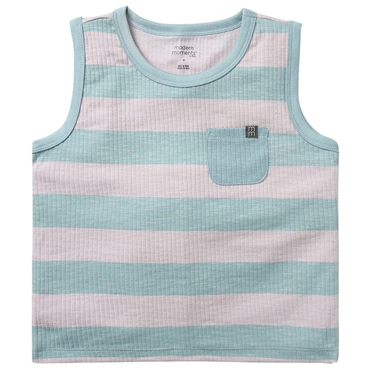 Boys Medium Teal Stripe Tank Top