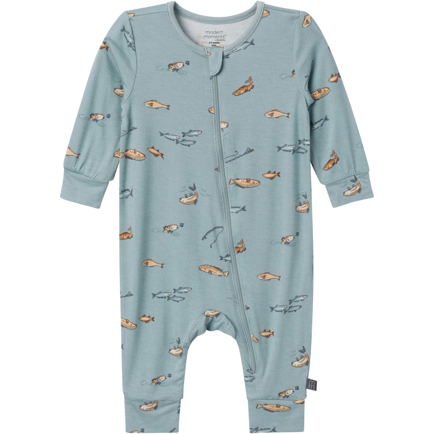 2-Pack Teal Fishing Zip Front Viscose Rompers