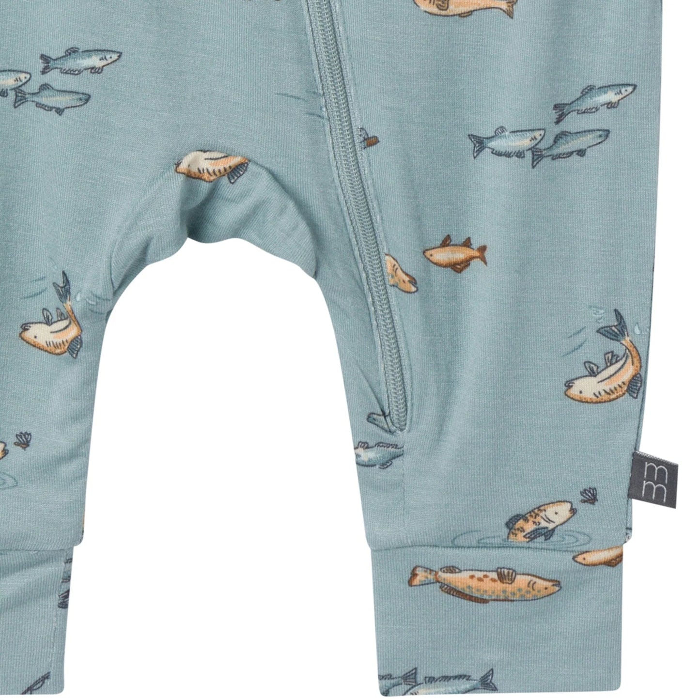 2-Pack Teal Fishing Zip Front Viscose Rompers