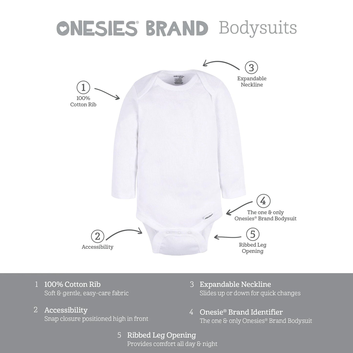 6-Pack Baby Neutral Giraffes Long Sleeve Onesies⁠® Bodysuits