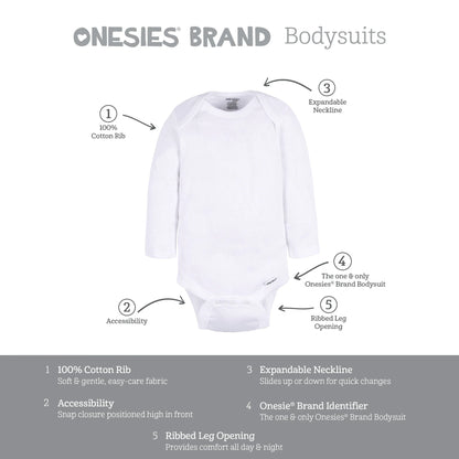 6-Pack Baby Neutral Giraffes Long Sleeve Onesies⁠® Bodysuits