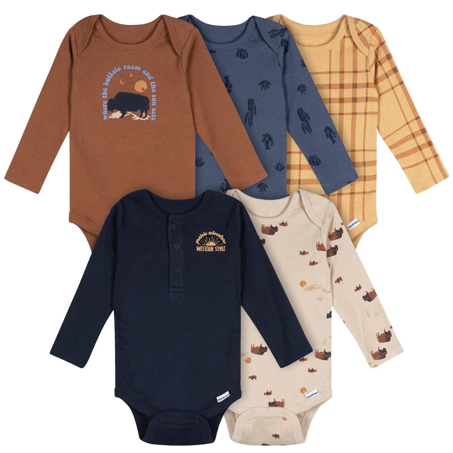 5-Pack Baby Boys Buffalo Long Sleeve Bodysuits