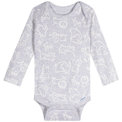 6-Pack Baby Neutral Giraffes Long Sleeve Onesies⁠® Bodysuits