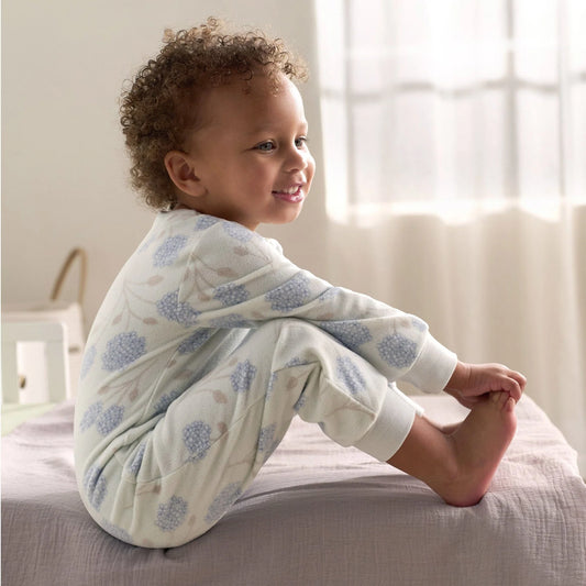 3-Pack Blue Floral Footless Fleece Pajamas Set