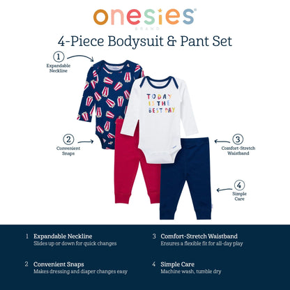 4-Piece Baby Best Popcorn Day Onesies⁠® Bodysuits